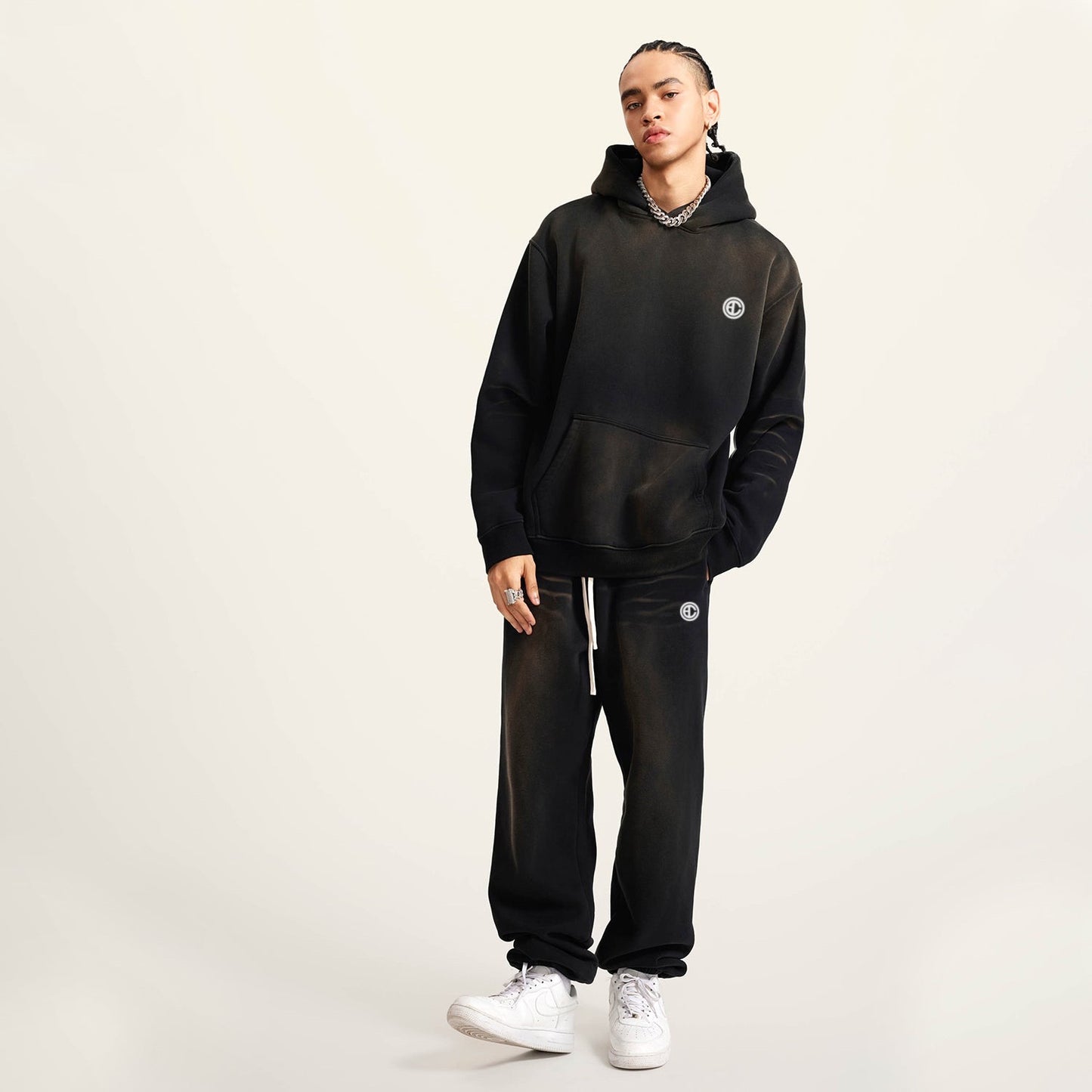 Pantalon de jogging HC délavé et teint en noir