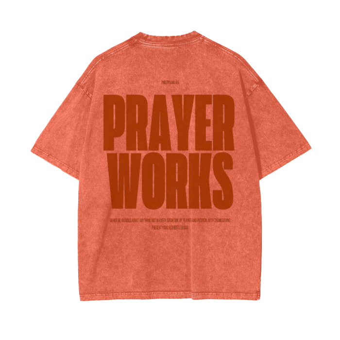 Prayer works Oversized Tee - dark orange design
