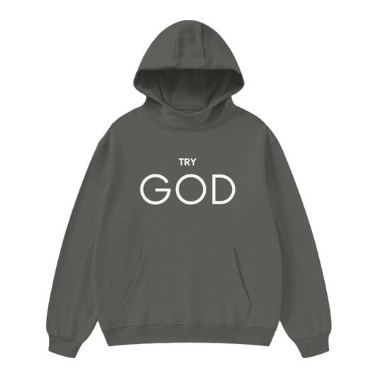 Try God High Neck Fleece Hoodie - Grey