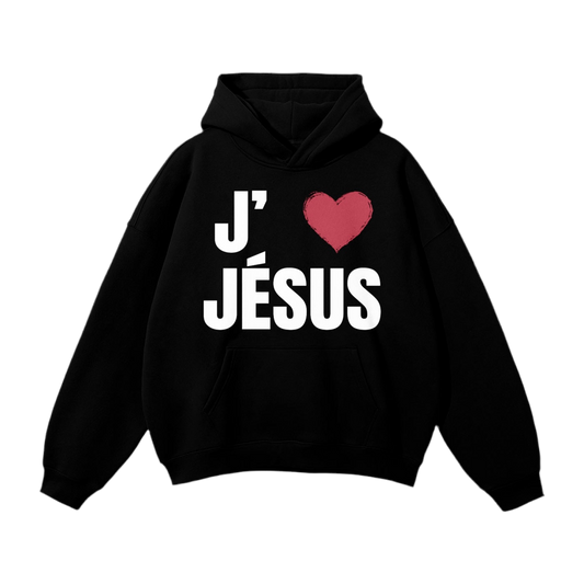 Hoodie Noir J'aime Jésus & Jésus t'aime