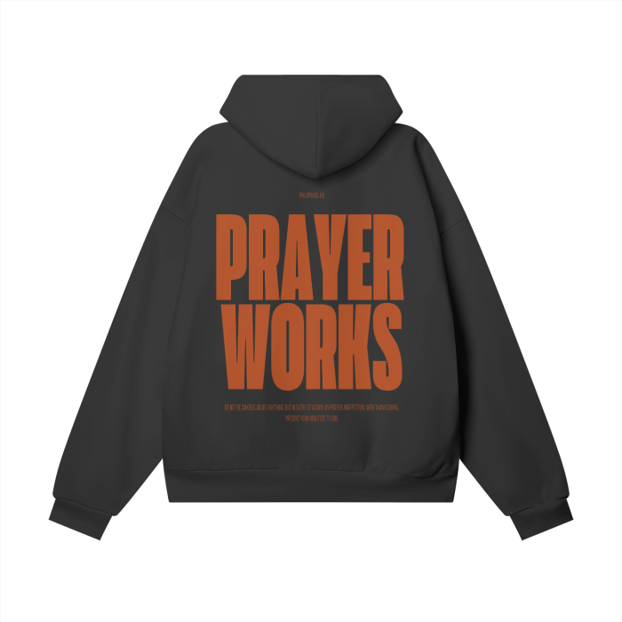 Prayer works Hoodie - dark orange design