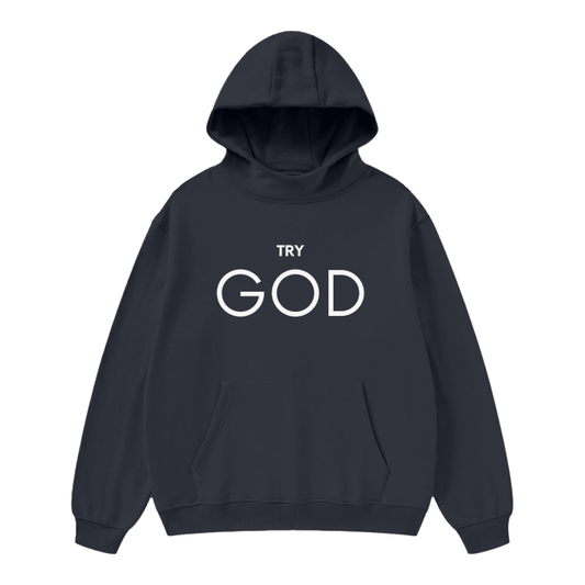 Try God High Neck Fleece Hoodie - Black