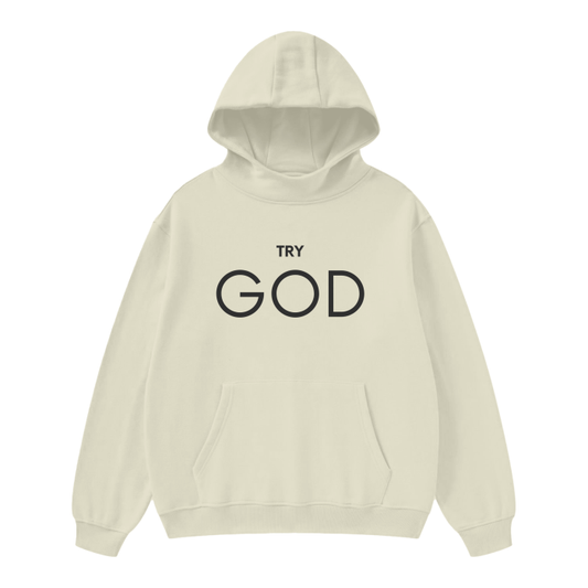 Try God High Neck Fleece Hoodie - Light apricot