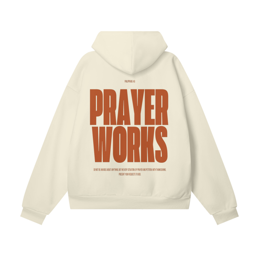 Prayer works Hoodie - dark orange design