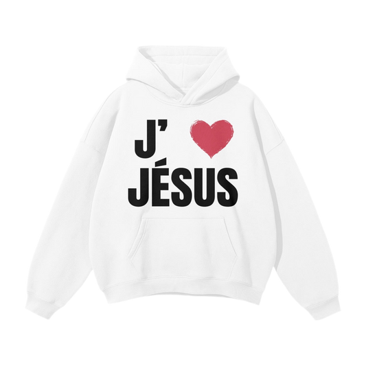 Hoodie Blanc J'aime Jésus & Jésus t'aime