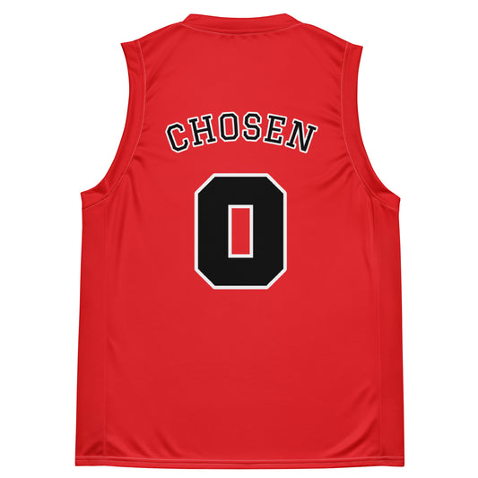 #0 CHOSEN red and black basketball jersey