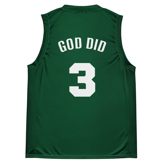 #3 GOD DID green and white basketball Jersey